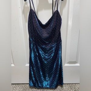 Jules & Cleo Holographic Studded Mini Tie-Back Dress